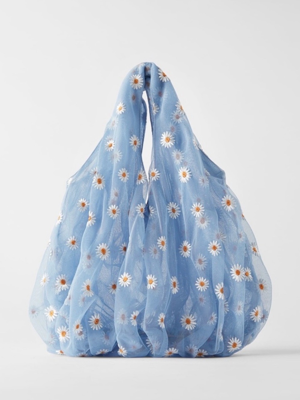 Zara Embroidered Tulle Bucket Bag